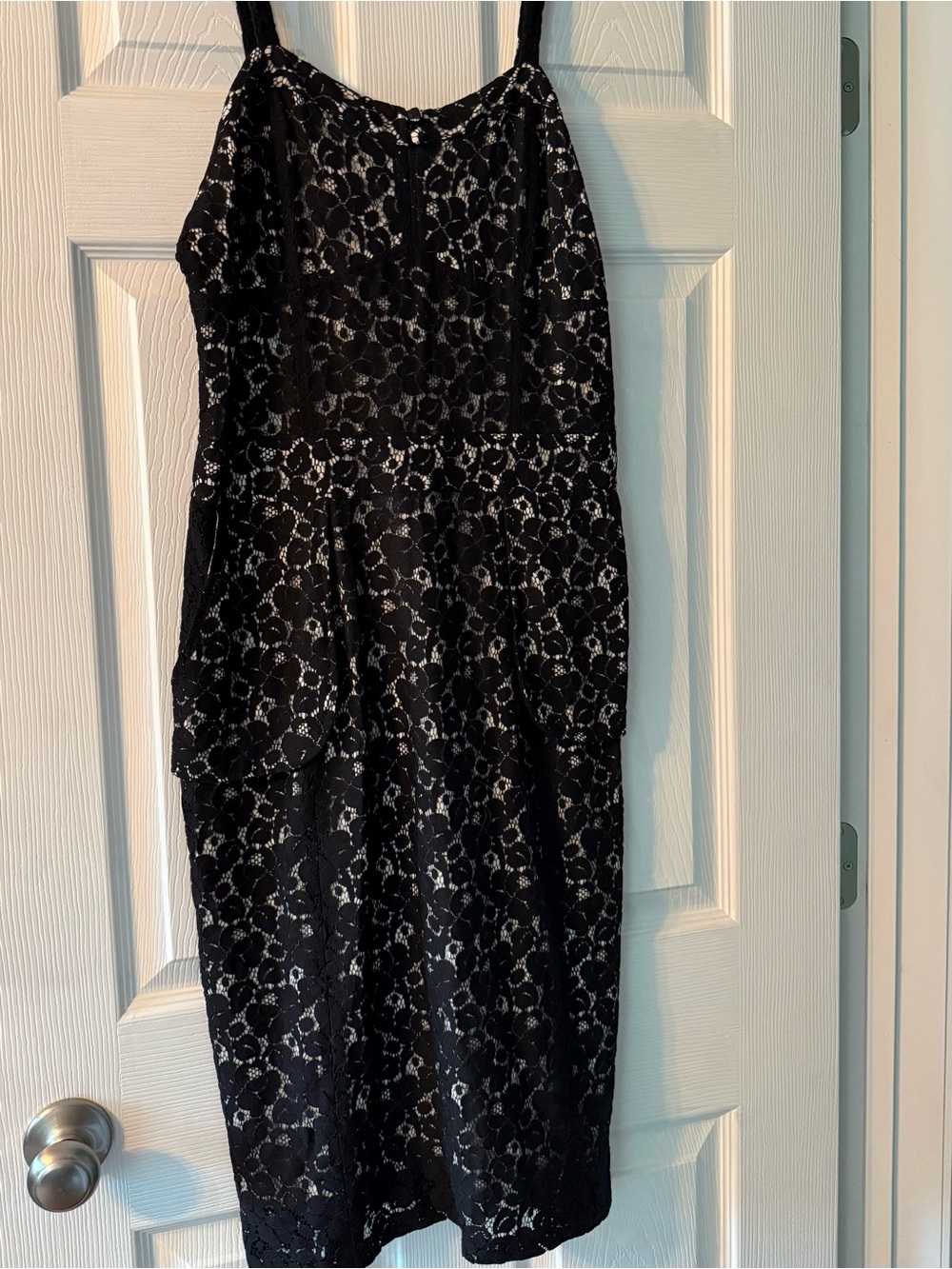 Express Black Lace Midi Dress with Spaghetti Straps